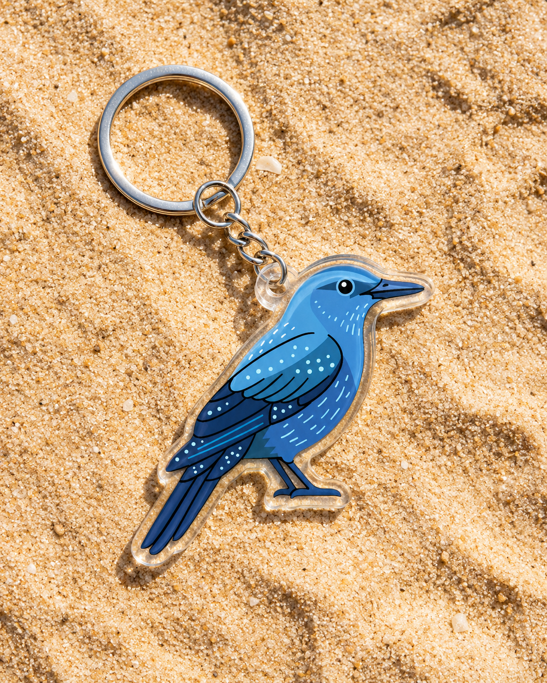 "Il Merill" Blue Rock Thrush Acrylic Keychain